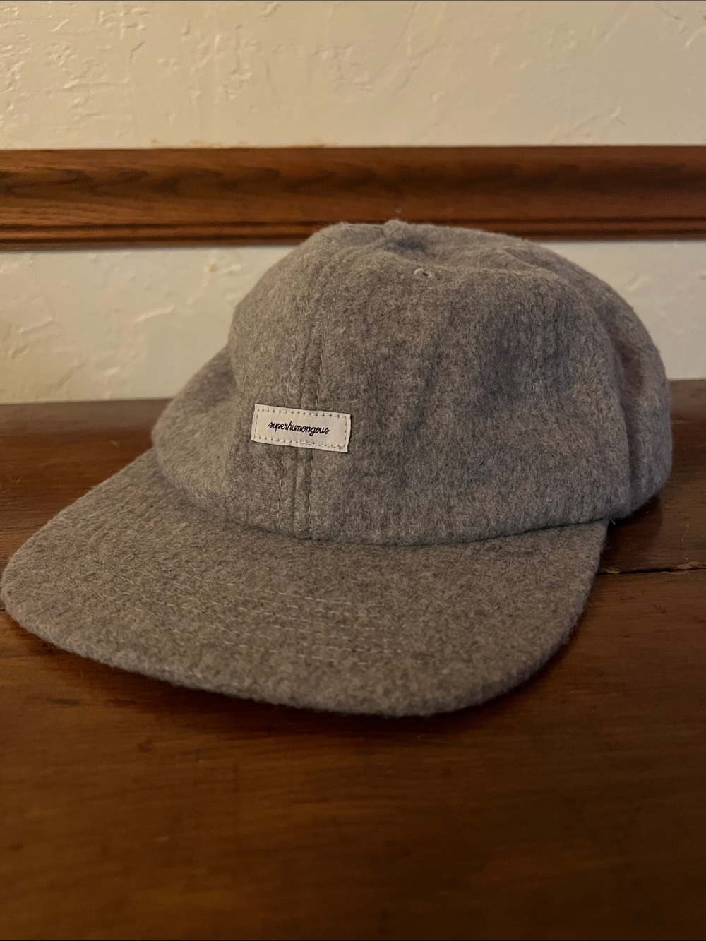 SUPERHUMONGOUS Gray Italian Melton Wool Baseball Cap